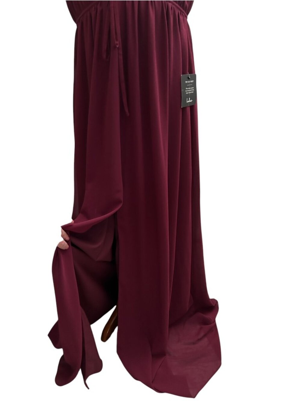 Lulus I'm All Yours Size L Large Burgundy Ruffled V-Neck Party Maxi Dress NWT - Picture 13 of 13